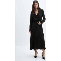 Mango Women's Buckle Flowy Dress Black Black