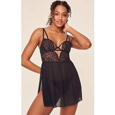 Negligées Rae Women's Unlined Babydoll & G-String Set Lingerie Black Black