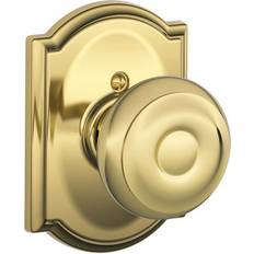 Georgian Knob with Camelot Trim Non-Turning Lock Bright Brass F170 GEO 605 CAM