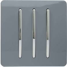 Grey Switches Trendi Switch 3 Gang 2 Way Artistic Modern Glossy 10 Amp Rocker Tactile Light Warm Grey