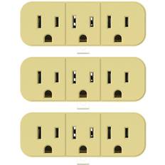 Power Strips & Branch Plugs ELEGRP 15Amp 125-Volt 2-Prong to 3-Prong Triple Outlet Grounding Adapter Plug, Ivory 3-Pack