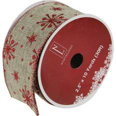 Ribbons, Tapes & Trims Northlight Snowflake & Beige Burlap Wired X-mas Craft Ribbon