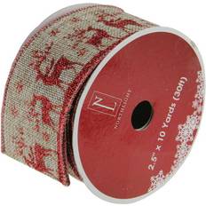 Ribbons, Tapes & Trims Northlight Red Reindeer Brown Burlap Wired X-Mas Craft Ribbon