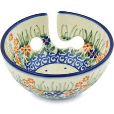 Yarn Holders Polish pottery yarn bowl 6" blissful daisy