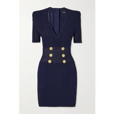 Balmain Vrouw Jurken Balmain Mini-jurk Verfraaid Met Knoop - Blauw