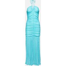 Ganni Stretch Lace Halter Neck Dress - Blue Curacao