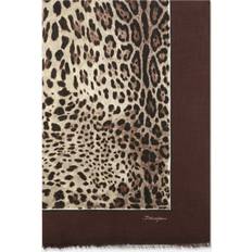 Dolce & Gabbana Brown Scarfs Dolce & Gabbana Leopard-print modal and cashmere scarf 135x200