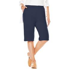 Woman Within Shorts Woman Within Plus 7-Day Knit Bermuda Shorts in Navy Size 4X