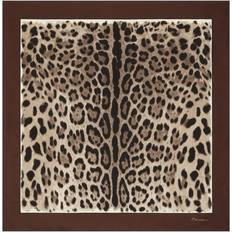 Dolce & Gabbana Tuch X Aus Twill Leoprint Frau Schals Und Tücher Marron Soie