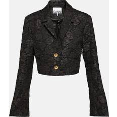 Ganni Jacquard cropped blazer black