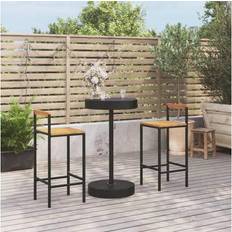 Rattan Set da Bar all'Aperto vidaXL Patio 3 Piece Black Poly Rattan and Solid Wood Acacia Set da Bar all'Aperto