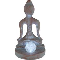 Bronze Bornes de protection Globo Solarleuchte Buddha Sitzend Mit Kugel Kunststoff Bronzefarben 1xLED Borne de protection