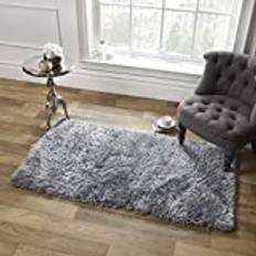 Sienna Shaggy Fluffy Glitter 5cm Pile Grey, Silver cm