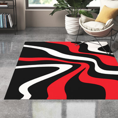 Tapis Paco Home Tapis De Créateur Aux Contours Découpés Motif Vagues En Rouge Noir Blanc 60x110 cm Marron