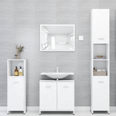 Muebles de Baño vidaXL Conjunto De Muebles De Baño 4 Pzas Madera Contrachapada Blanco