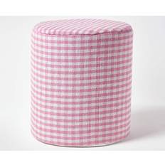 Homescapes Pink Gingham Check Pouffe