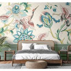 Marble Floor Tiles Origin Murals Cranes In Flight Cream Smooth Paste The Mural 300Cm Wide X 240Cm High