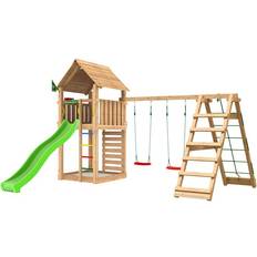 Jungle Gym Cabin 2.1 inkl. Climb Module och grön rutschkana