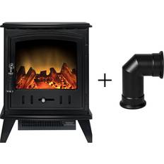 Adam Aviemore Electric Stove in Black with Angled Stove Pipe
