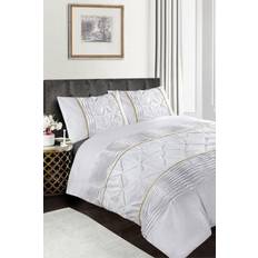 Homespace Direct Super King Eleanor Luxury Pintuck Duvet Cover White