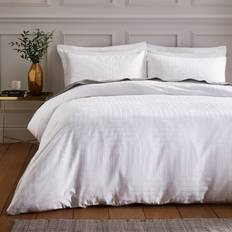 Bianca Fine Linens Satin Geo Duvet Cover White