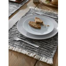 Cotton Place Mats Pineapple Elephant Textured Frayed Edge Place Mat Black