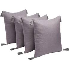 Dreamscene Tassel 4 X Cushion Cover Grey, Silver (45x45cm)