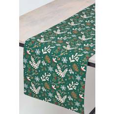 Cotton Tablecloths Homescapes Festive Forest Christmas Runner Tablecloth Green