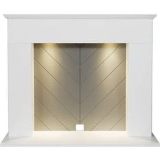 White Electric Fireplaces Adam Corinth Stove Fireplace In Pure White & Grey With Downlights, 48 Inch