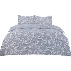 Grey Duvet Covers Dreamscene Single Leaf Print Duvet Cover Grey