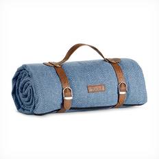 Leather Blankets VonShef Picnic Herringbone Blankets Blue