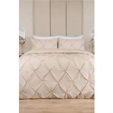 Highams Diamond Pintuck Duvet Cover Beige, Yellow, Natural