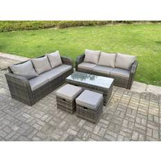 Garden & Outdoor Furniture Fimous High Back Garden Sofa 3 Outdoor Lounge Set