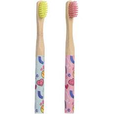 Take Care Smiley Word Bamboo Toothbrush 2 pz