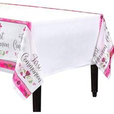 Blanco Manteles Amscan Cubierta de mesa de fiesta de comunión impresa en plástico Color rosa/Blanco/Varios colores