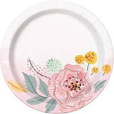 White Disposable Plates Unique Party Floral Dessert Plate Pack of 8