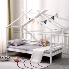 SlumberWorx No Trundle, No Mattress Teddy Kids Wooden House Treehouse Single Bed & Optional Trundle