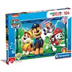 Clementoni 27177 Supercolor Paw Patrol-Puzzle 104 Teile Ab 6 Jahren, Buntes Kinderpuzzle Mit Besonderer Leuchtkraft & Farbintensität, Geschicklichkeitsspiel Für Kinder