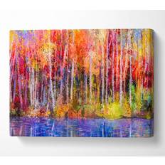 Yellow Wall Decor B&Q Abstract Forest Colour Strokes Canvas Print Art Medium Wall Decor