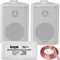 Amplifiers & Receivers Loops Smart Home Bluetooth Amplifier & 2 White Wall Mount Speaker Kit Compact Hifi Amp