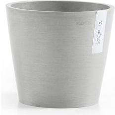 Pots, Plants & Cultivation Ecopots Amsterdam Modern Round Recycled Plastic Planter Flower Pot 12 in White Grey ∅30cm