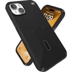 Speck iPhone 15 Plus Hülle – ClickLock rutschfeste Interlock, MagSafe kompatibel, Fallschutzgriff – für iPhone 15 Plus & iPhone 14 Plus – 6,7 Zoll Handyhülle – Presidio2 Grip Schwarz/Schiefergrau/Weiß