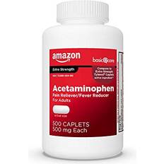 Paracetamol Medicines Amazon Basic Care Extra Strength Pain Relief, Acetaminophen Caplets, 500 500 Count 500 Caplet