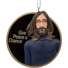 Svarte Juletrepynt Pack of 12 Lennon "Give Peace Chance" 3"