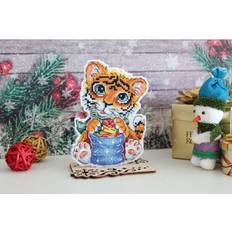 Lærred Dekorationer MP Studia Studia Baby Tiger Counted Cross Stitch Christmas Tree Ornament