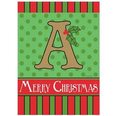 Pennants Magnolia Garden Flags 1647 13 Christmas Monogram A Burlap Garden Flag