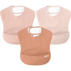 Food Bibs 3-Pack Waterproof Baby Bibs for Eating, Lightweight, Mess Proof Toddler Bibs with Food Catcher Fawn Fawn