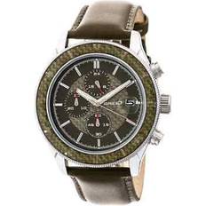 Watches Breed maverick silver cronograph olive leather w/ date 7505