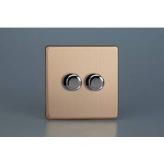 LED V-Pro 2 Gang Rotary Dimmer Switch Brushed Copper