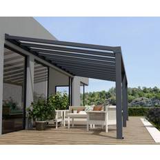 Coperture per Patio Pergola Addossata In Alluminio di Premium 3.4X8 M Trasparente